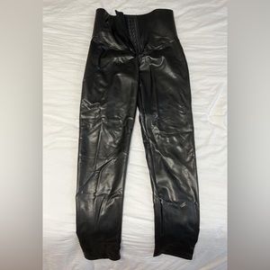 Tummy control spandex leather leggings. NEVER WORN.